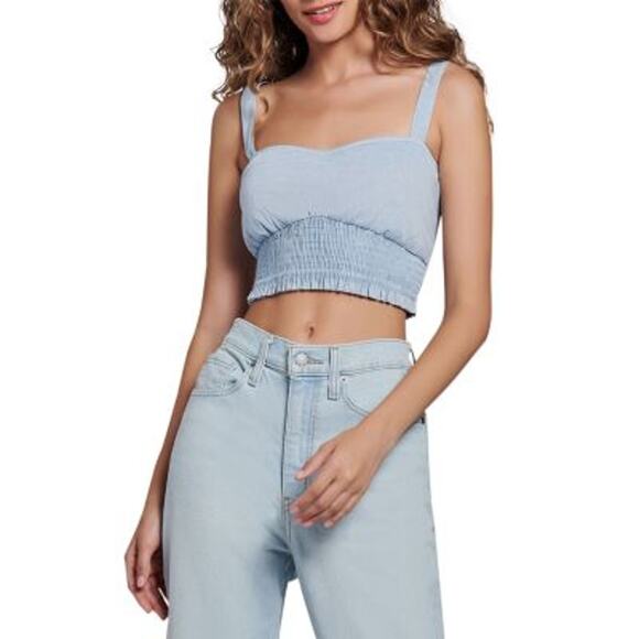 Lost + Wander Ladies Blue Lagoon Smocked Waist Crop Top, Size Large, NWT! - Picture 1 of 5